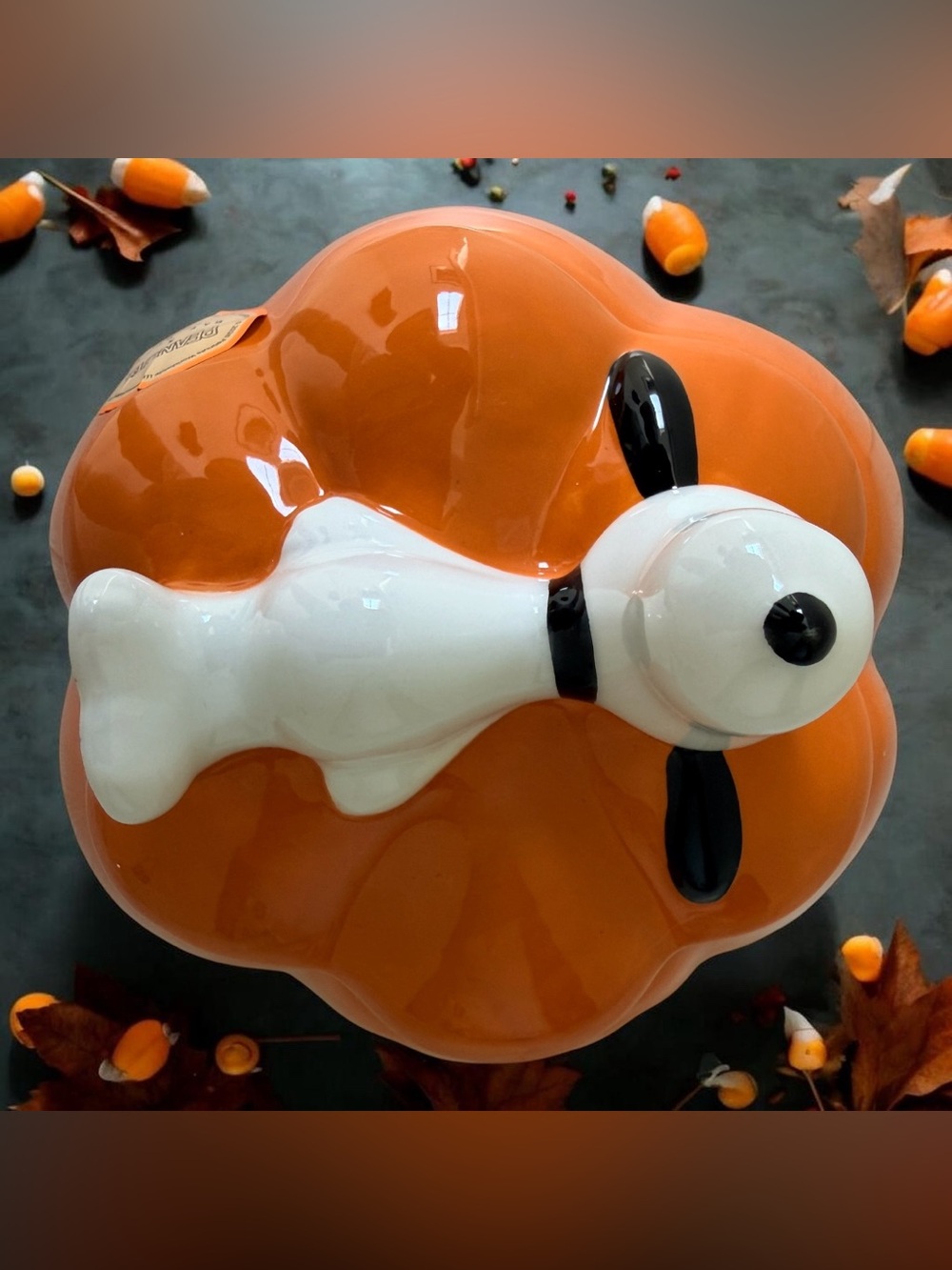 Rae Dunn Peanuts Snoopy Halloween Welcome Great Pumpkin Cookie Jar NWT - Picture 3 of 5